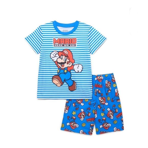 Pokémon & Mario Graphic Print Tee & Shorts Sleep 2, 2-Piece Sets Size M - Picture 7 of 7